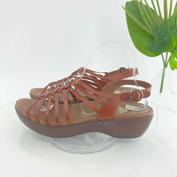 Dansko Women Dana Sandal Size 41 10.5 Brown Leather Block Heel Strappy Slingback - Picture 2 of 15